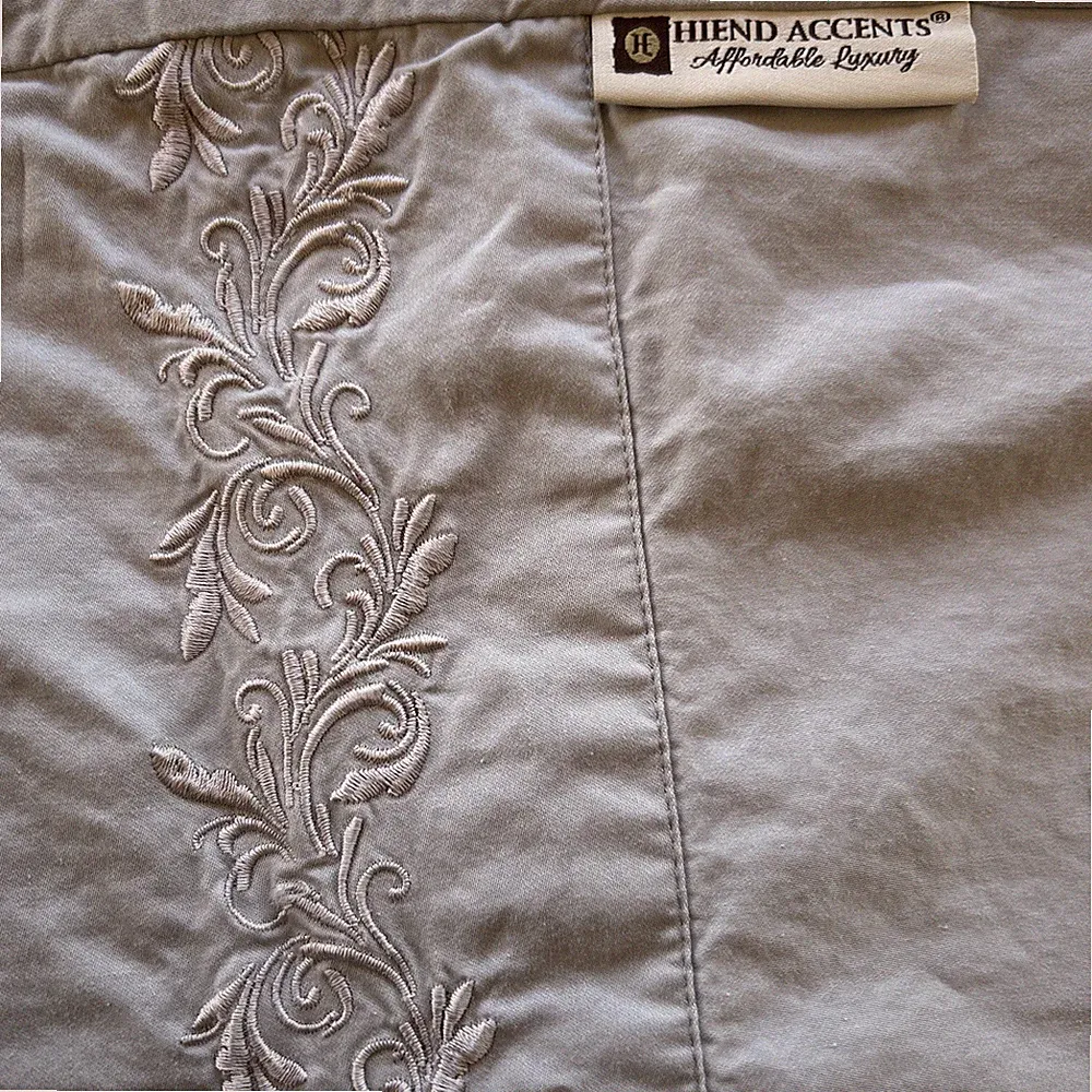 2 Hiend Accents King Size Embroidered Pillow Cases Gray