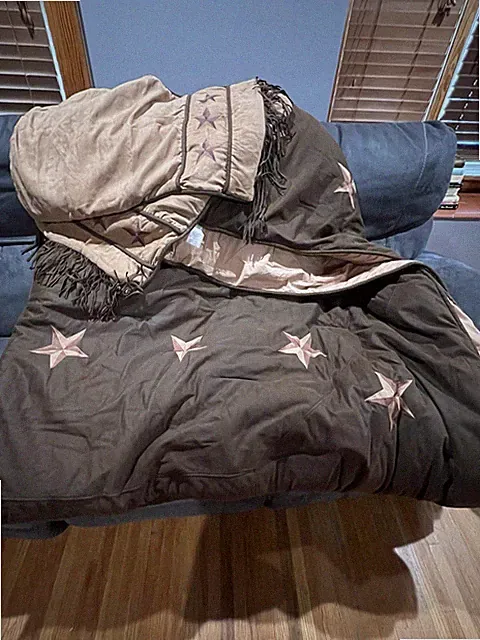 H-End Accents Laredo King Size Comforter and 2 Pillow Shams Brown & Tan #WS2018