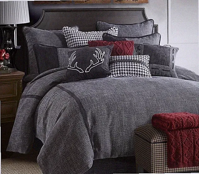 Hi End Accents Hamilton Bedding Set King Comforter Black/white Tweed Bed 4piece
