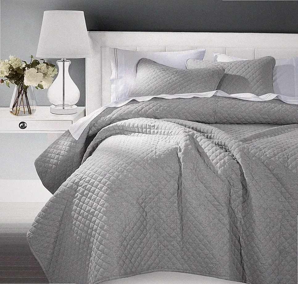 HiEnd Accents Anna Diamond Super King Quilted Coverlet Gray