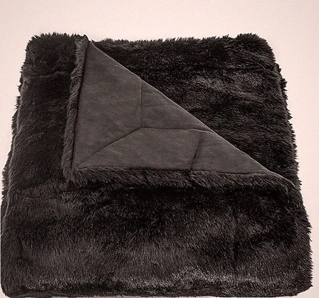 HiEnd Accents Arctic Bear Faux Mink Fur Oversized Throw 50x80" Black