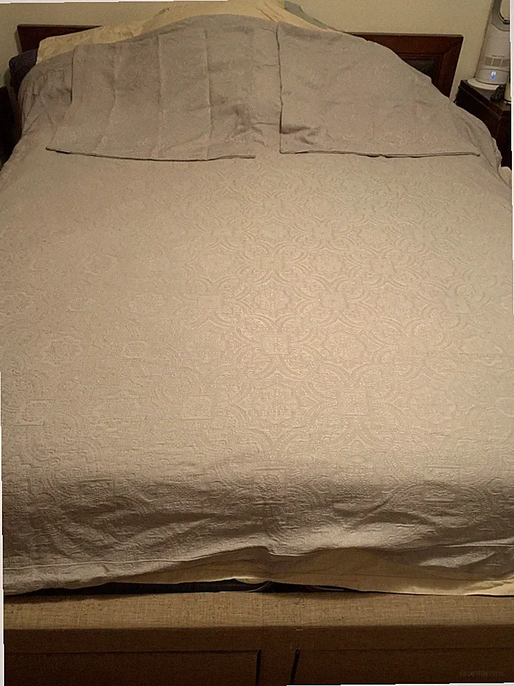 hiend accents Gray Coverlet Set Floral Stitched Pattern. Queen READ