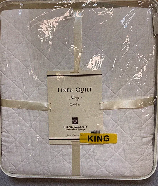 HIEND Accents KING Linen Quilt White NIP