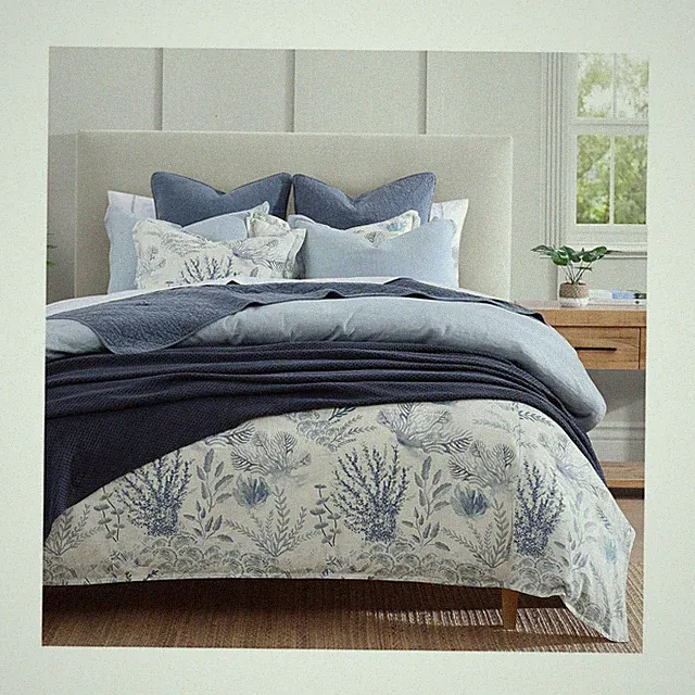 Hiend Accents Oceania Coastal Bedding 3 Piece Super Queen Duvet Cover Set, Bl...