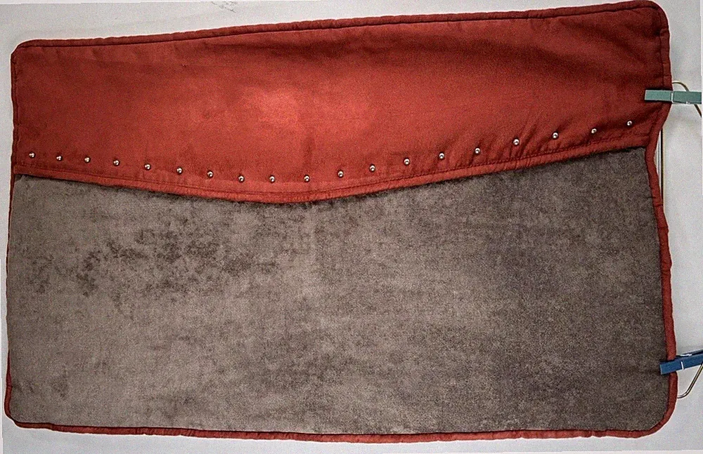 HIEND ACCENTS Pillow Shams King Berry and Brown Metal Studs Very Good Zips