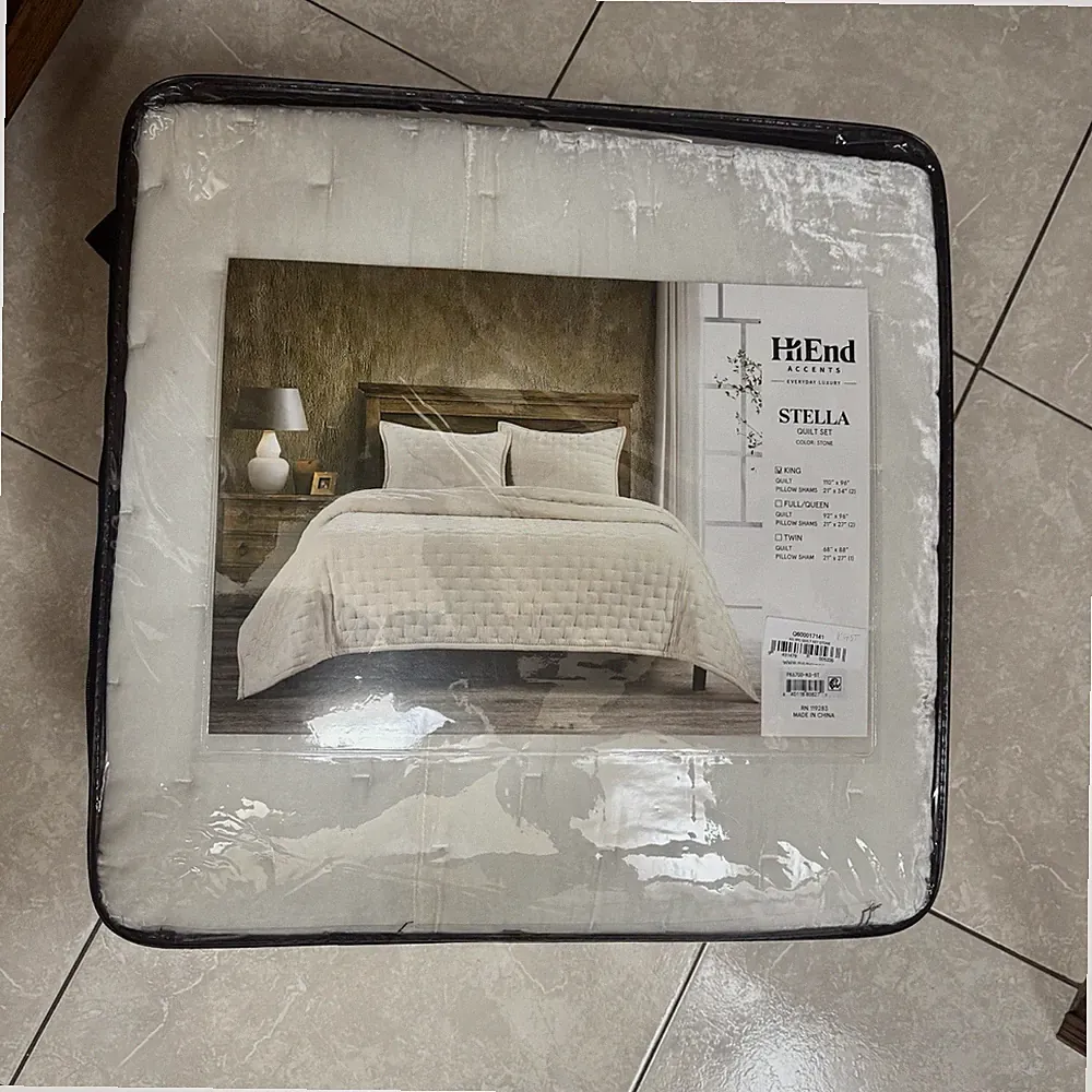 HiEnd Accents Stella 3- Piece King Quilt Set stone