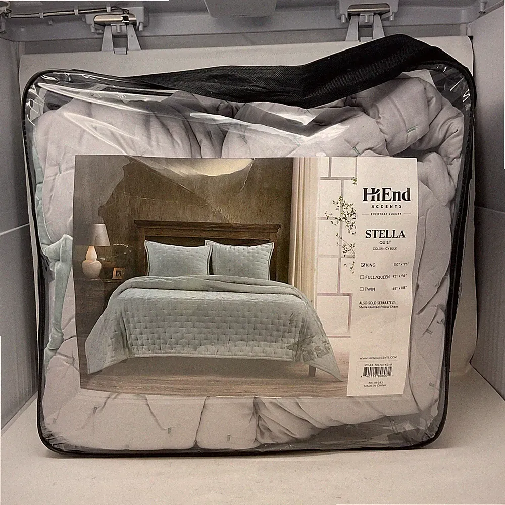 HiEnd Accents Stella Quilt Icy Blue King 110" x 96"
