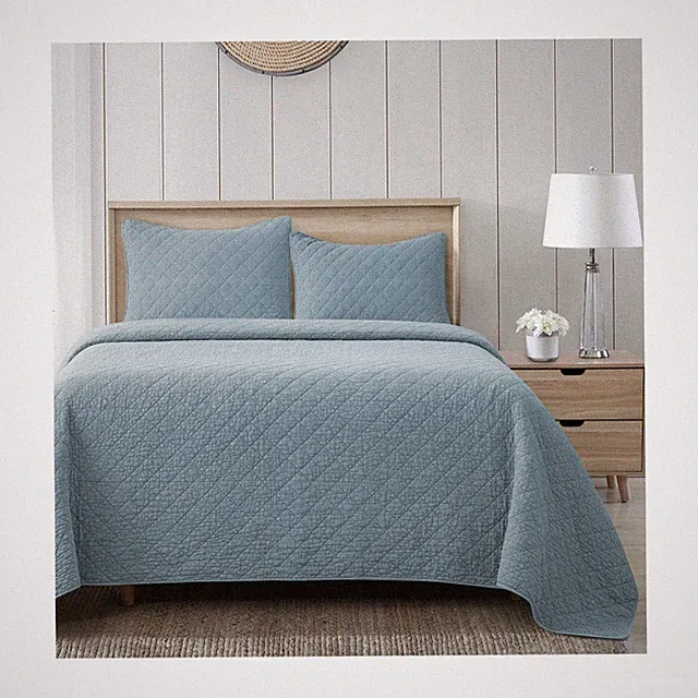 HiEnd Accents Stonewashed Cotton Gauze 3 Piece Vintage Quilt Set, King Size,...