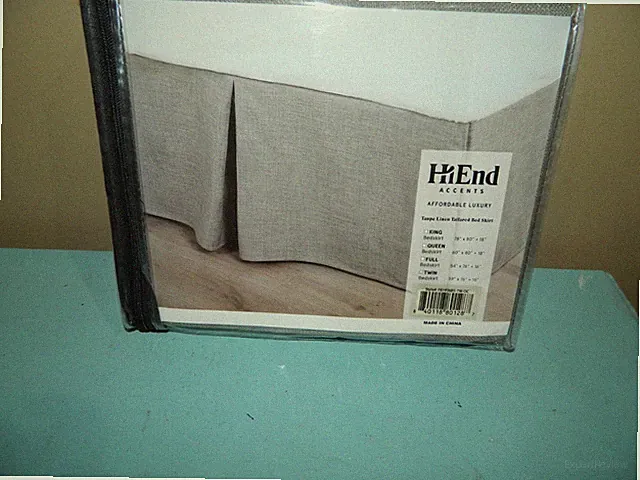 HiEnd Accents Taupe Linen Tailored Bed Skirt Twin NEW