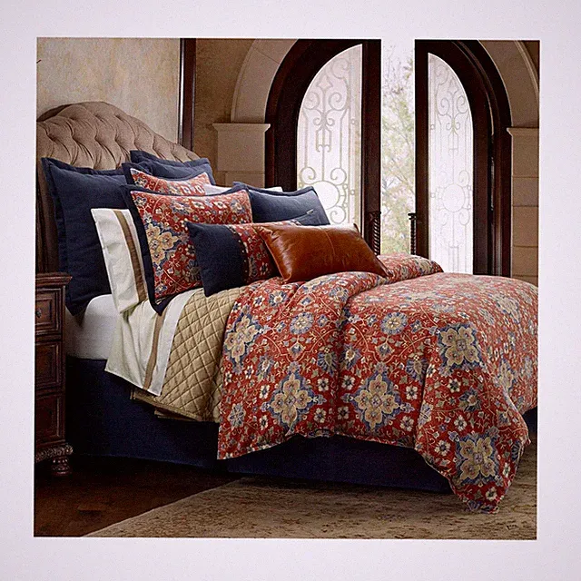 HiEnd Accents Washed Linen Melinda 3 Piece Floral Comforter Set, Queen Size,...