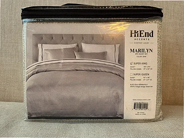 King Size Duvet Set NEW HiEnd Accents Marilyn Gray Modern 3 Piece Duvet Set