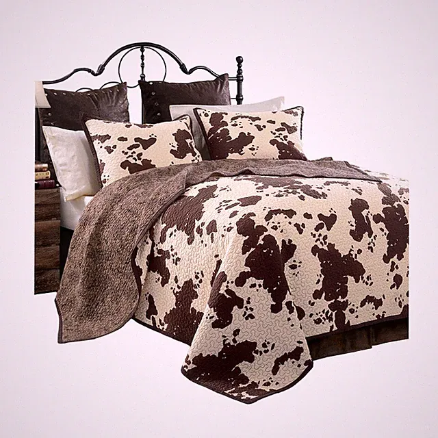 Paseo Road by HiEnd Accents Elsa Cow Print Bedding 3 Piece Full Queen Size Qu...