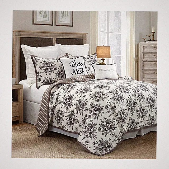 Paseo Road by HiEnd Accents Lyla 3 Piece Quilt Set with Pillow Shams, Super K...