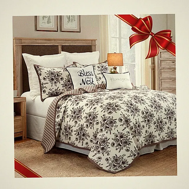 Paseo Road by HiEnd Accents Lyla 3 Piece Quilt Set with Pillow Shams, Super Q...