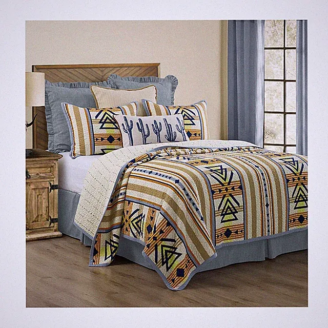 Paseo Road by HiEnd Accents Pontiac 3 Piece Quilt Set with Pillow Shams, Supe...