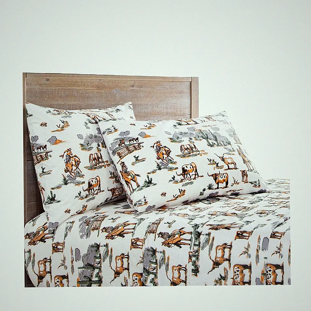 Paseo Road by HiEnd Accents Ranch Life 4 Piece Queen Western Bed Sheet Set, G...